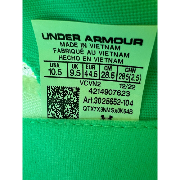 Under Armour Flow Velociti Wind 2 CN Running White Green Breez Men's Size 10.5 - Picture 3 of 12